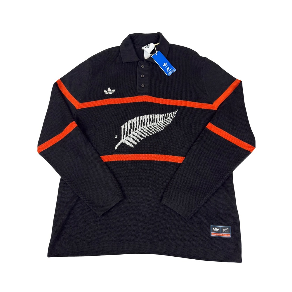 Adidas Originals All Blacks Knitted Polo Sweater Black Orange KG4640 Mens XL NWT